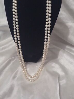 Genuine Pearl Necklace Very Long 50+ Inches Endless Strand Of Pearls !!!!